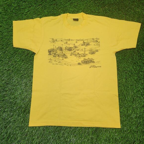 VTG 1990 Red Oak Lowell Davis T-Shirt M Screen Stars BEST Single Stitch Folk Art - Picture 1 of 7